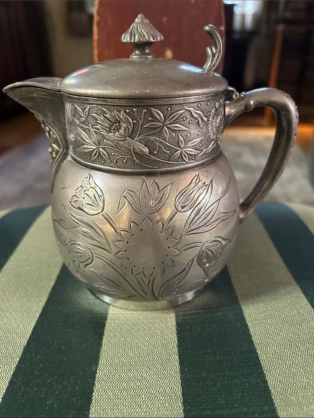 Victorian Quadruple Plated Silver Small Tea Pot/Pitcher in Aesthetic Movement